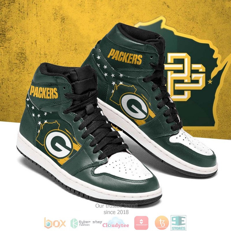 NFL Green Bay Packers Green Air Jordan High Top Shoes
