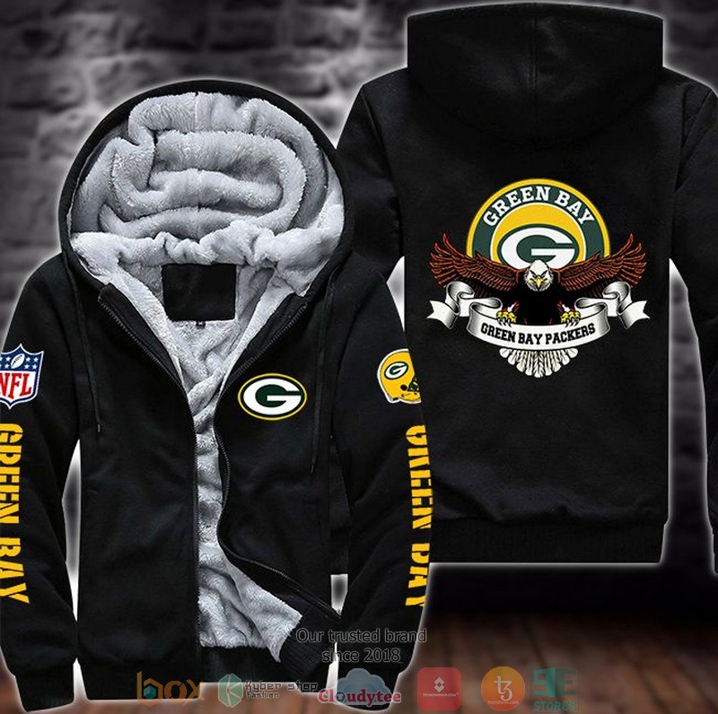 NEW Green Bay Packers Logo Eagle 3D Fleece Hoodie word3