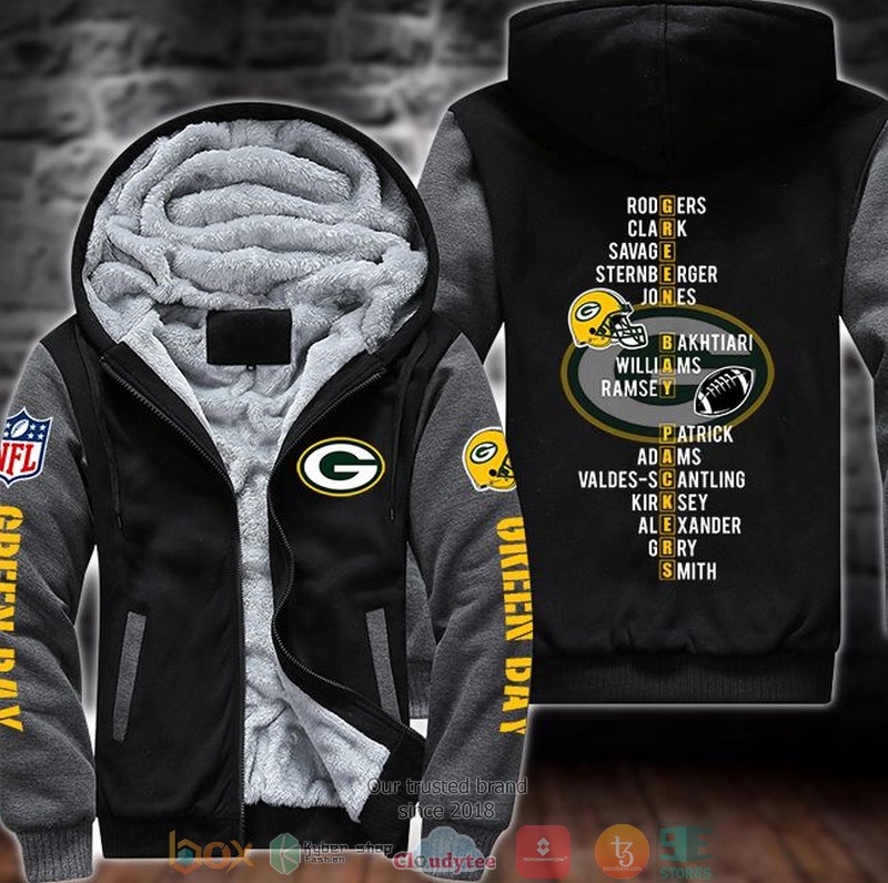 NFL Green Bay Packers Players name 3d fleece hoodie jacket 2 NFL Green Bay Packers Players name 3d fleece hoodie jacket word2