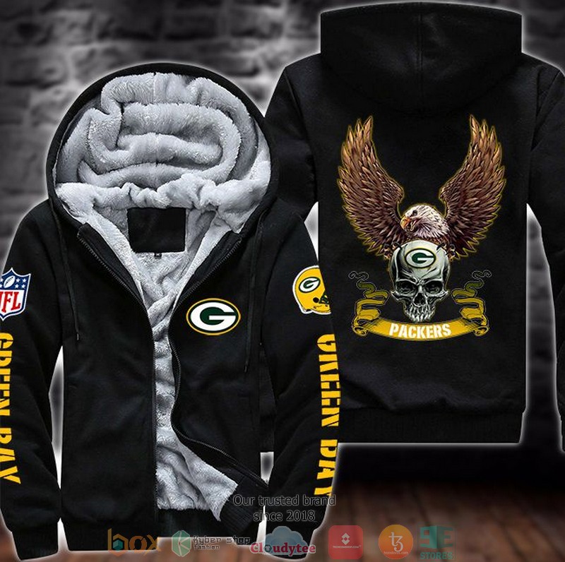 NFL Green Bay Packers Skull Eagle Wings 3d fleece hoodie jacket