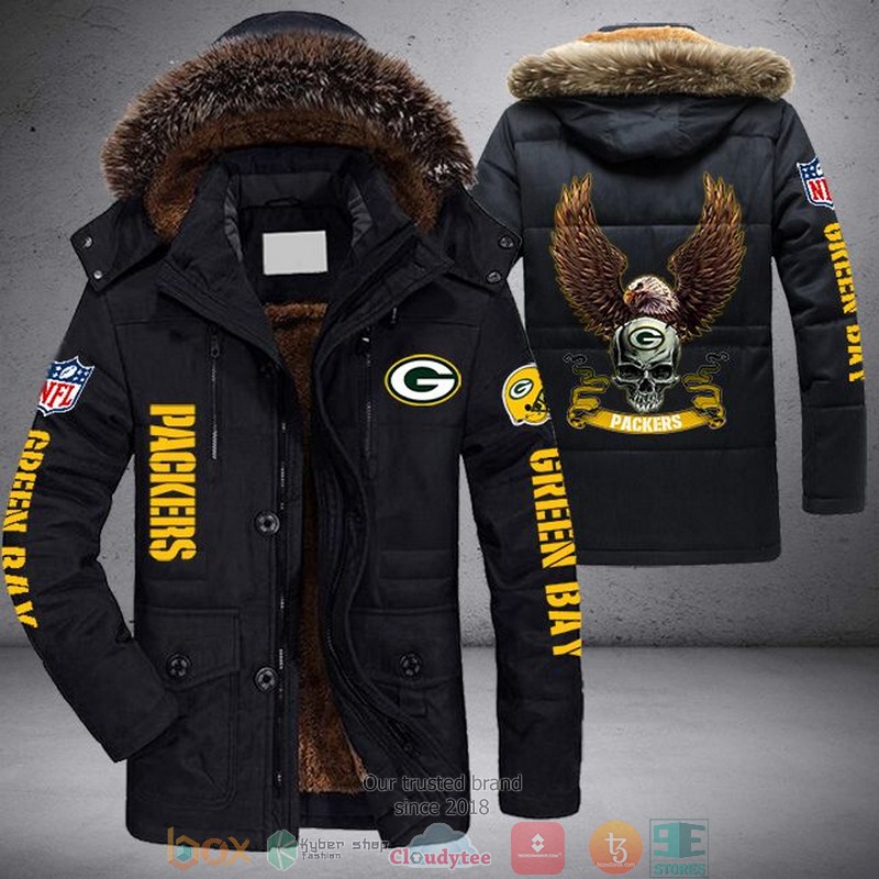 NFL Green Bay Packers Skull Eagle Wings Parka Jacket