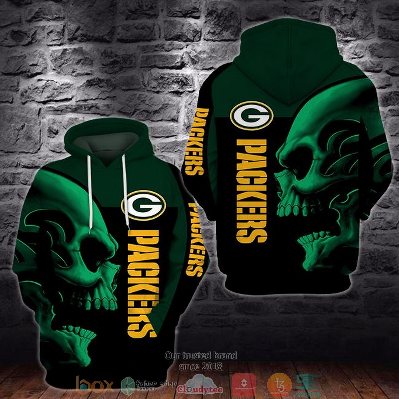 NFL Green Bay Packers Skull Green Black 3d hoodie word2