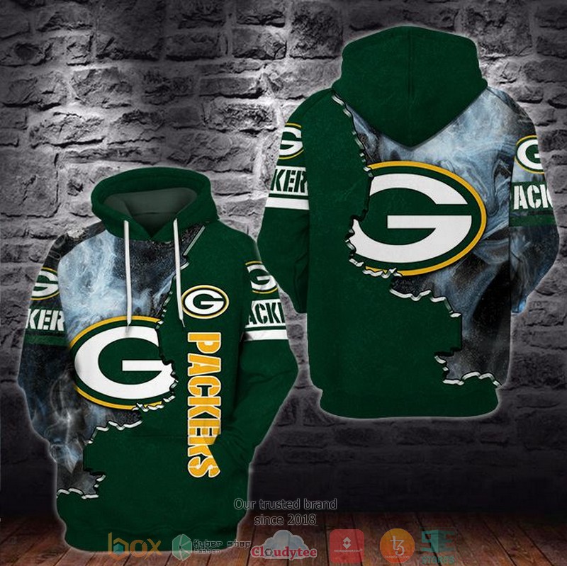 NFL Green Bay Packers Smoke Green 3d hoodie word1
