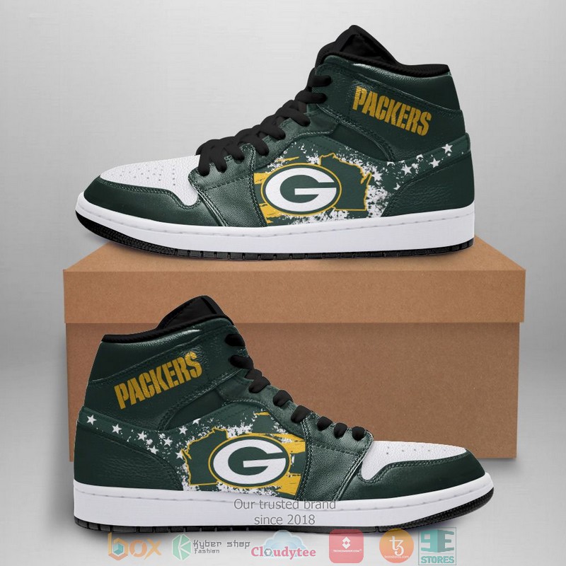 NEW Green Bay Packers green Air Jordan 1 sneaker shoes word1