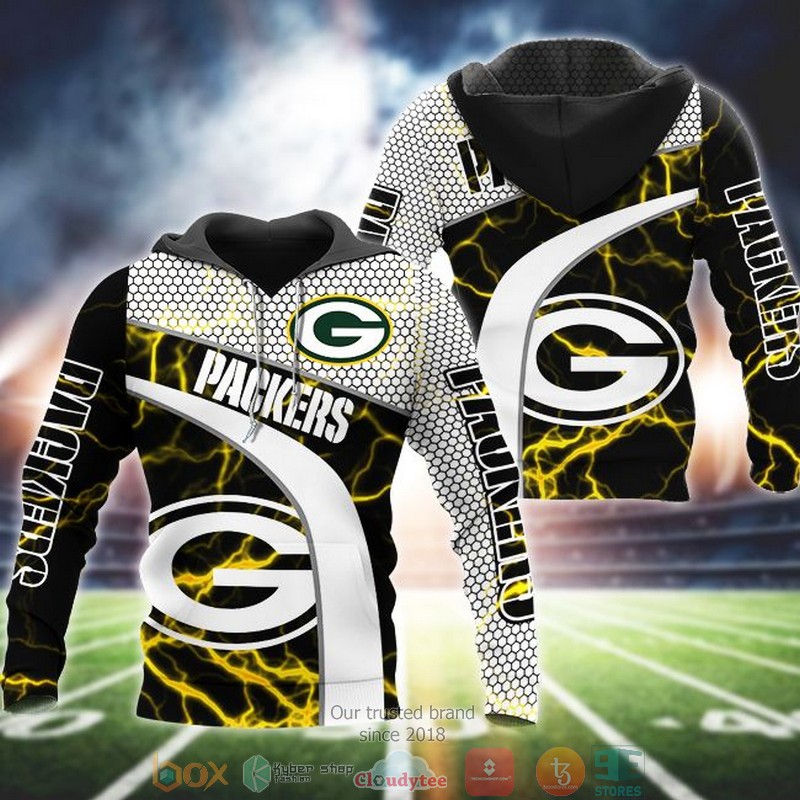 NFL Green Bay Packers spark Black 3d hoodie word2