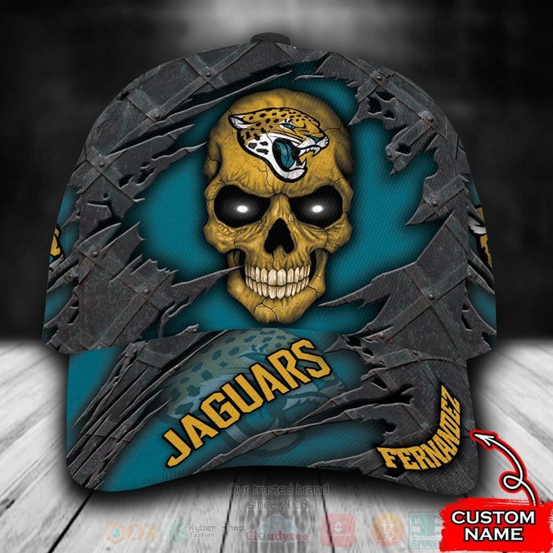 BEST Jacksonville Jaguars Skull NFL Custom Name Cap Hat word3