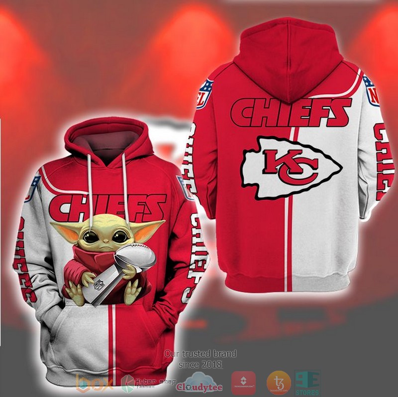 NFL Kansas City Chiefs Baby Yoda 3d hoodie word1