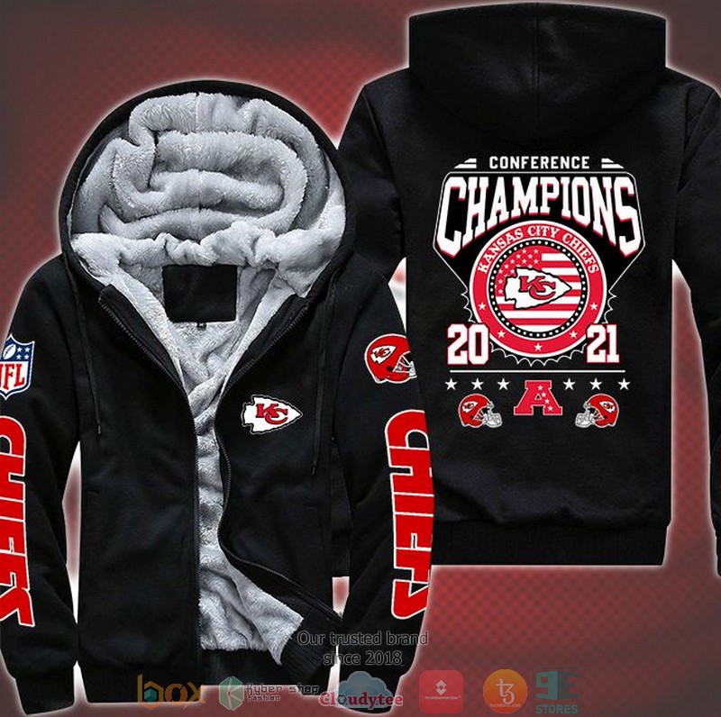 NEW Kansas City Chiefs Conference Champions 2021 3D Fleece Hoodie word1