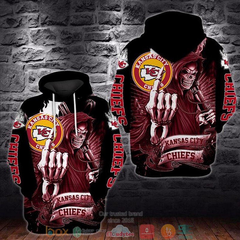 NFL Kansas City Chiefs Death God 3d Hoodie word2