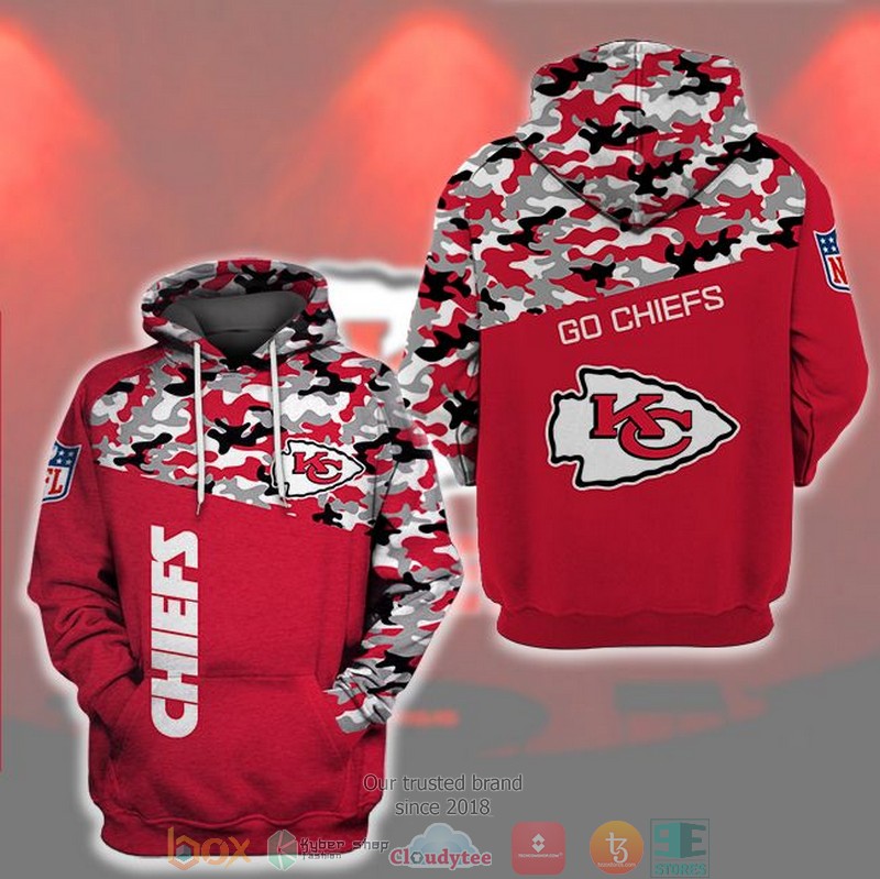 NEW Kansas City Chiefs Go Chiefs red camo 3D Hoodie