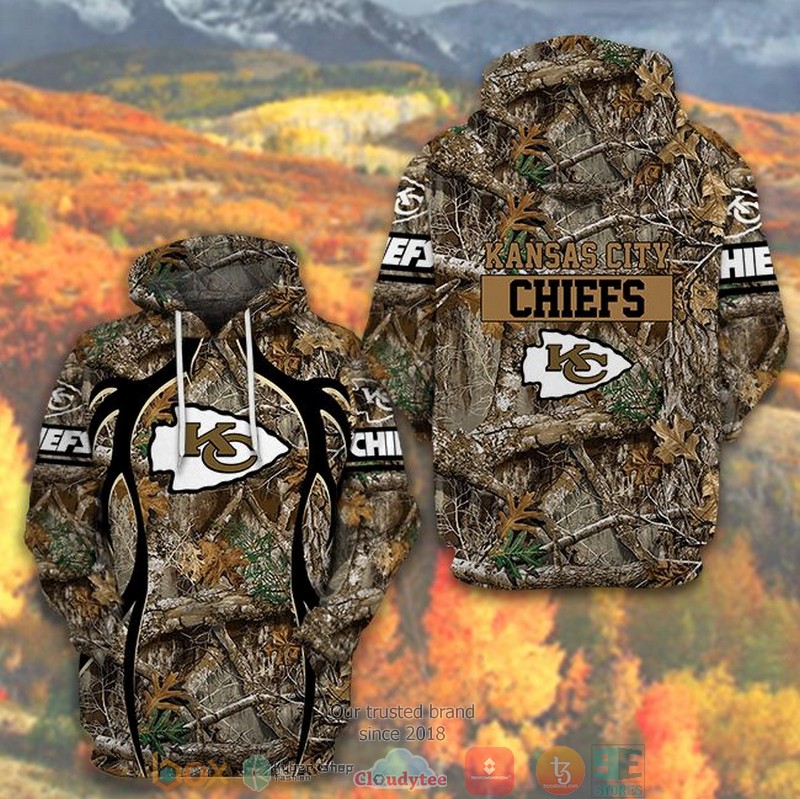NFL Kansas City Chiefs Green Camo 3d Hoodie word3