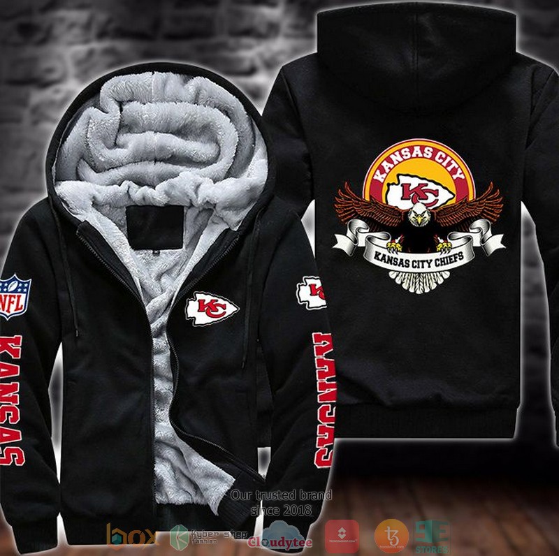 NEW Kansas City Chiefs Logo Eagle 3D Fleece Hoodie word2