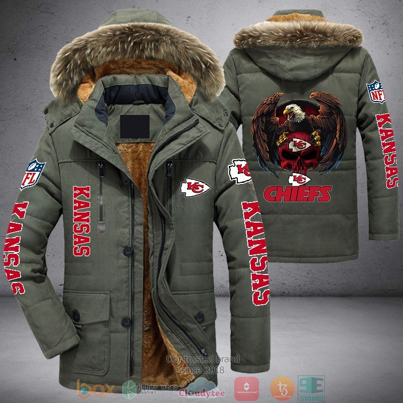NEW Kansas City Chiefs Logo Eagle Skull 3D Parka Jacket 3 NEW Kansas City Chiefs Logo Eagle Skull 3D Parka Jacket word3