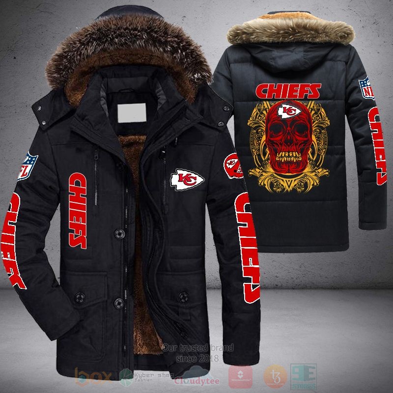 BEST NFL Kansas City Chiefs Red Skull Parka Jacket Coat
