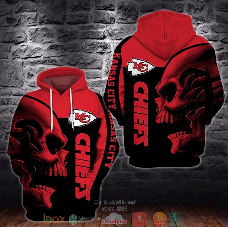 NFL Kansas City Chiefs Skull 3d Hoodie word1
