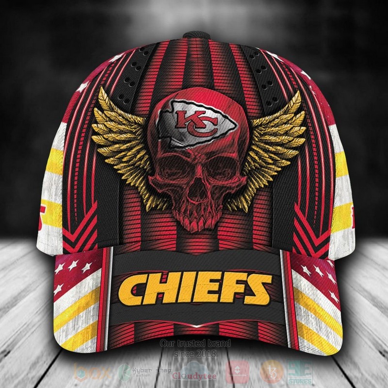 BEST Kansas City Chiefs Skull NFL Custom Name Cap Hat word3
