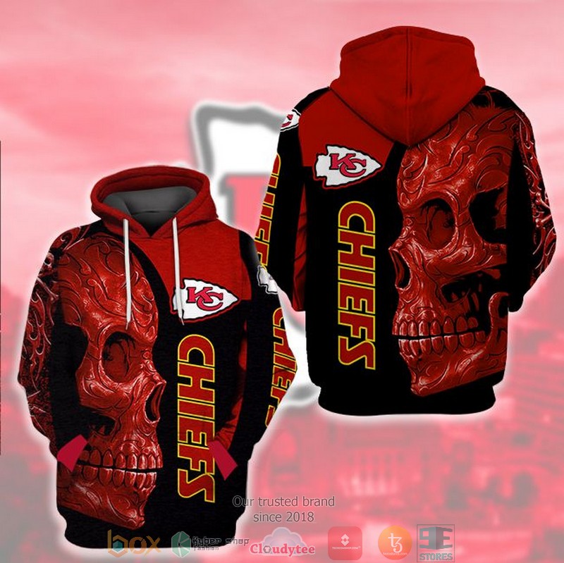NEW Kansas City Chiefs Skull black red 3D Hoodie 3 NEW Kansas City Chiefs Skull black red 3D Hoodie word1