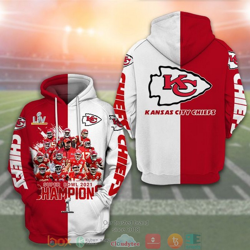 NFL Kansas City Chiefs Super Bowl Champions 2021 3d hoodie word2