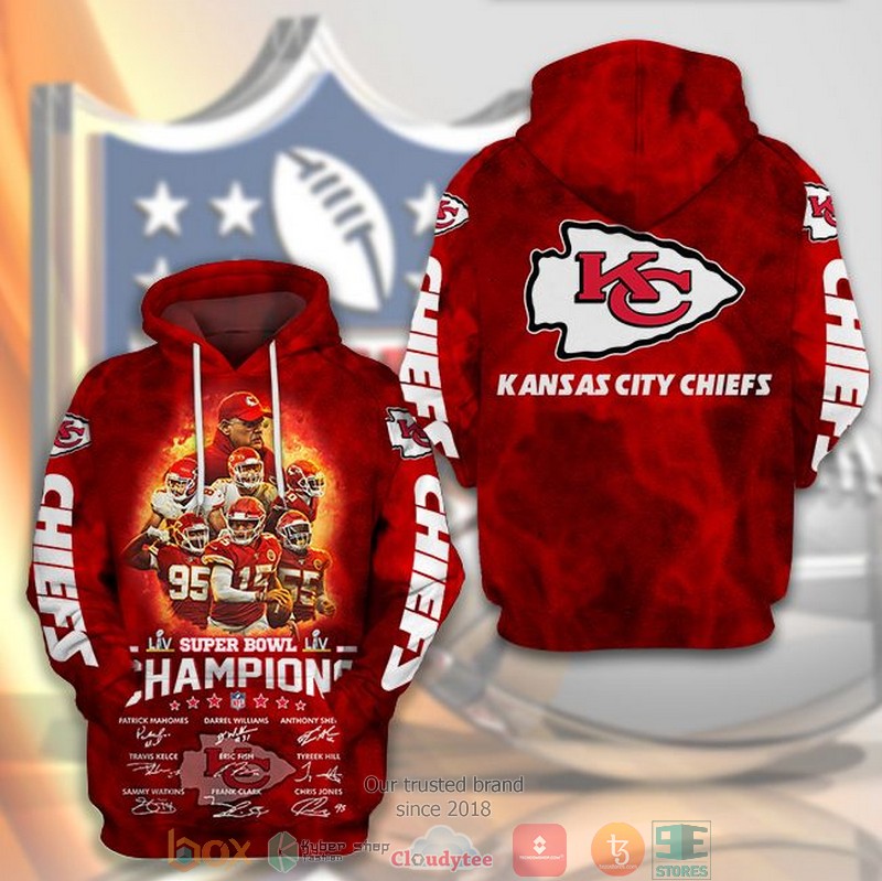 NFL Kansas City Chiefs Super Bowl Champions 2021 Members 3d hoodie word1