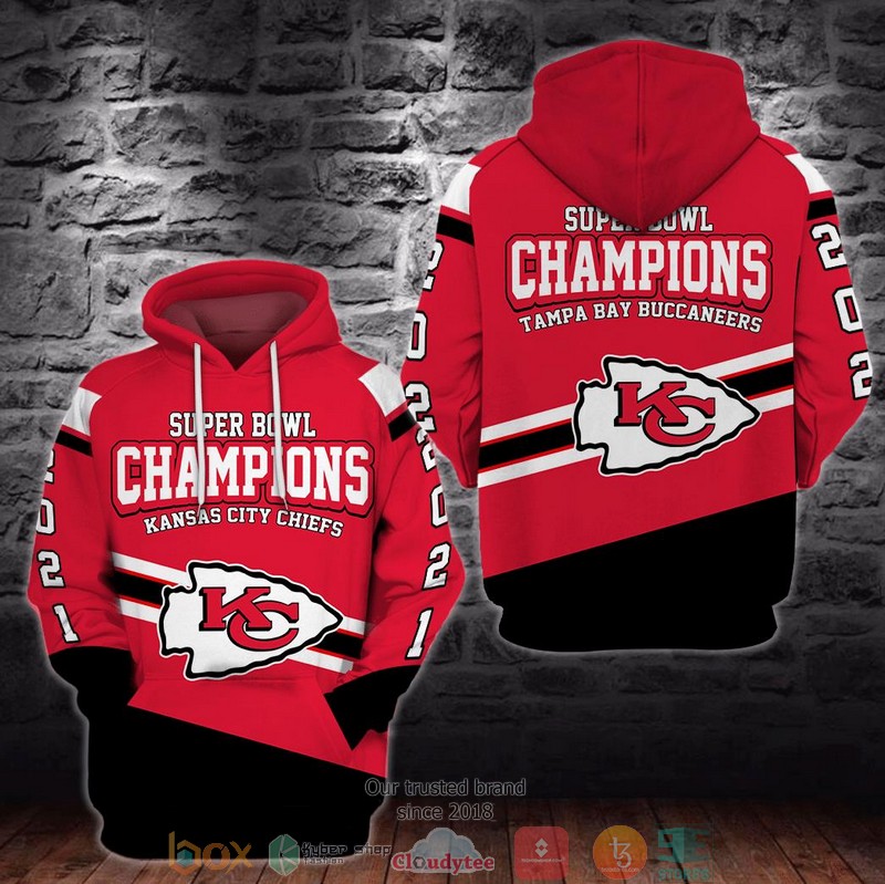 NFL Kansas City Chiefs Super Bowl Champions Red 3d hoodie word1