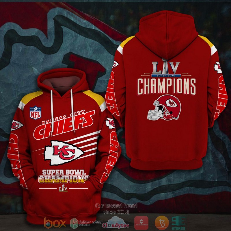 NEW Kansas City Chiefs Super Bowl LIV Champions 3D Hoodie word2