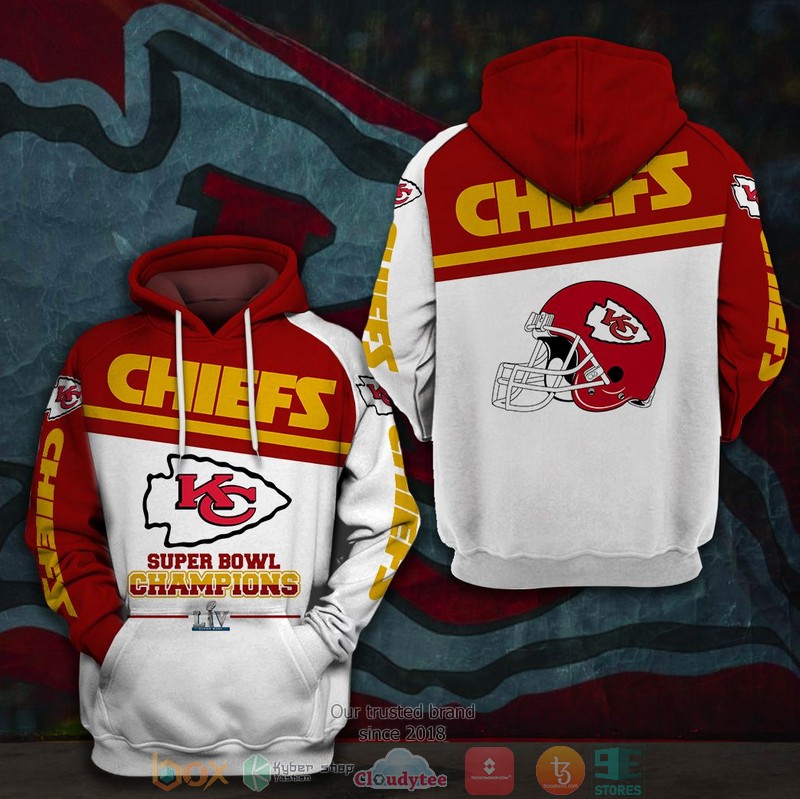 NEW Kansas City Chiefs Super Bowl LIV Champions red white 3D Hoodie 2 NEW Kansas City Chiefs Super Bowl LIV Champions red white 3D Hoodie word1
