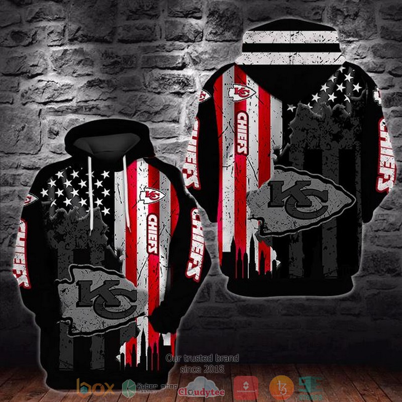 NEW Kansas City Chiefs United States Flag black 3D Hoodie word3