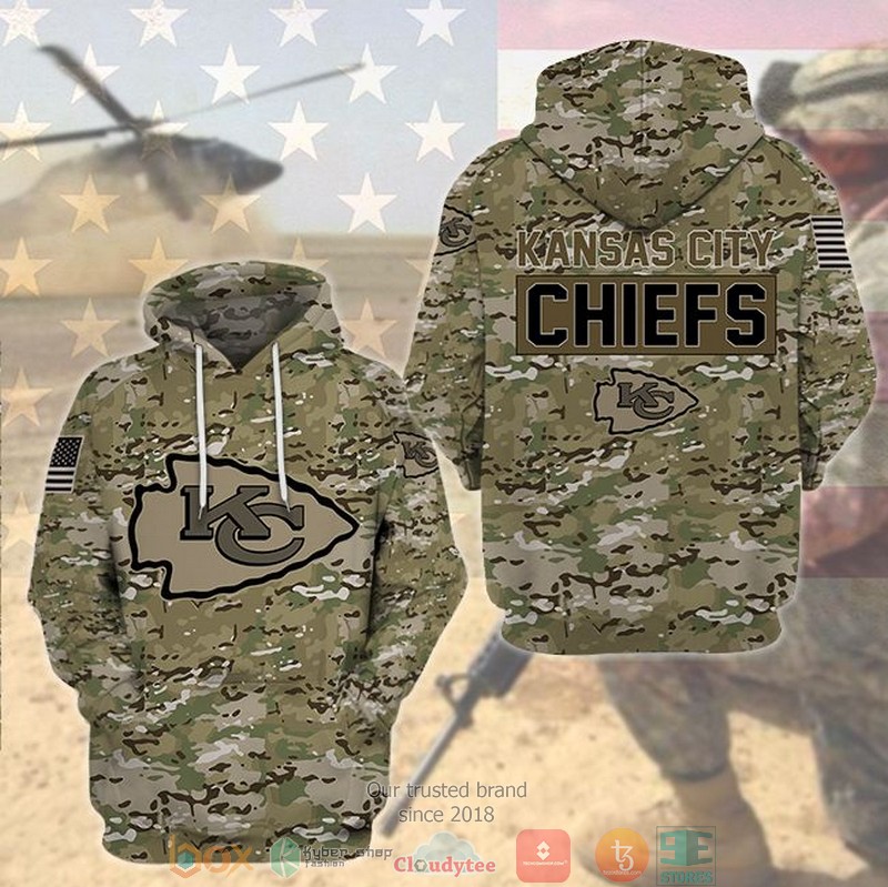 NEW Kansas City Chiefs green camo 3D Hoodie word3