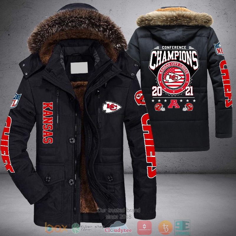 NEW Kansas City Chiefs logo Conference Champions 2021 3D Parka Jacket