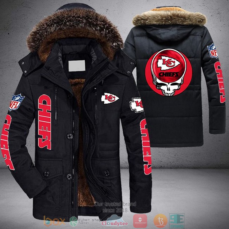 NEW Kansas City Chiefs logo Grateful Dead Skull 3D Parka Jacket
