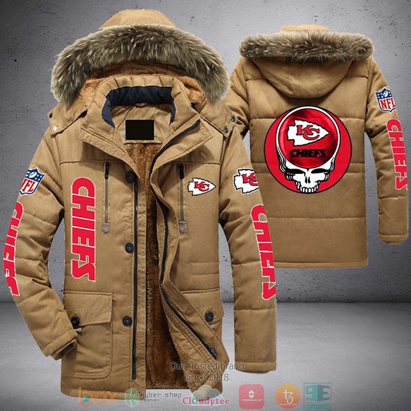 NEW Kansas City Chiefs logo Grateful Dead Skull 3D Parka Jacket 4 NEW Kansas City Chiefs logo Grateful Dead Skull 3D Parka Jacket word1