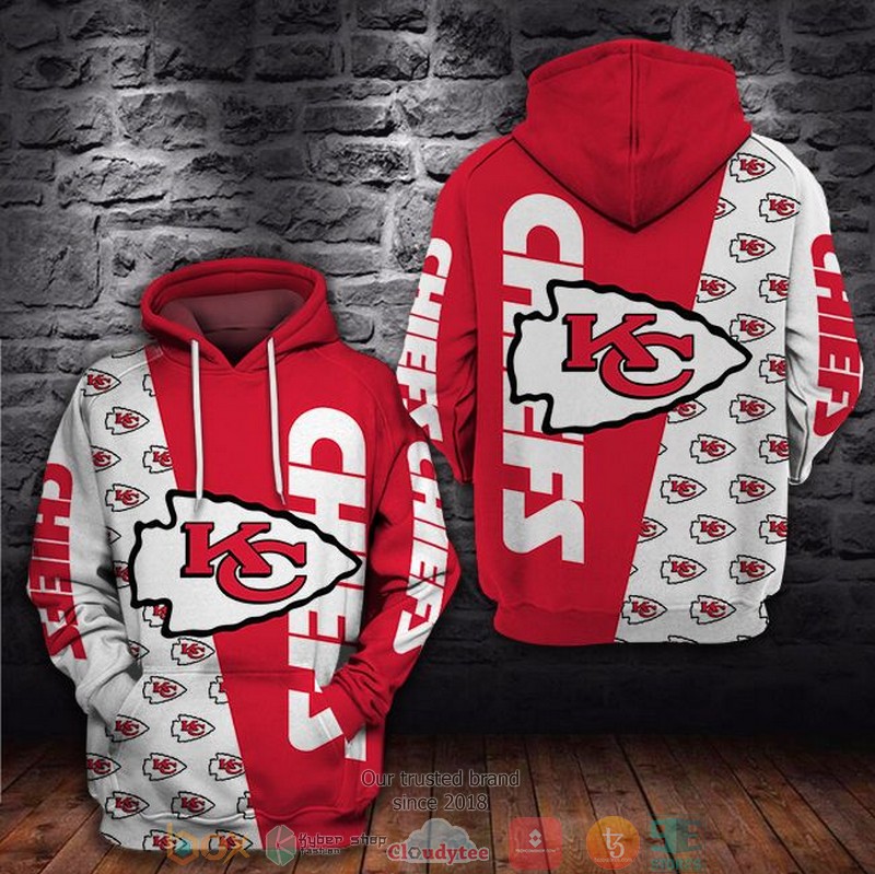 NEW Kansas City Chiefs logo white red 3D Hoodie word3