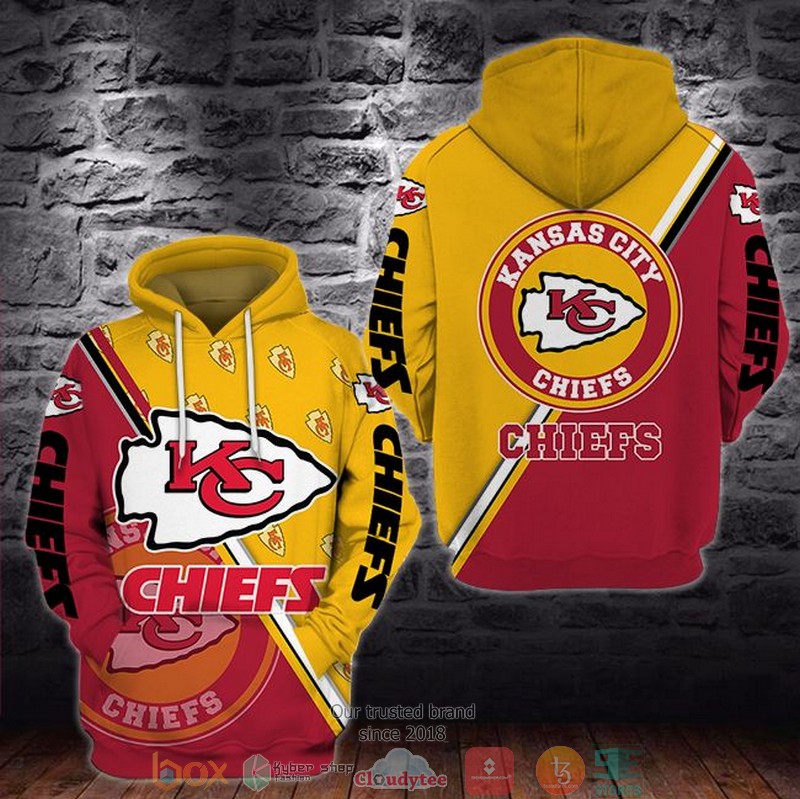 NEW Kansas City Chiefs logo yellow red 3D Hoodie 3 NEW Kansas City Chiefs logo yellow red 3D Hoodie word2
