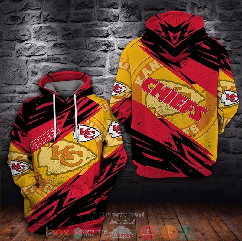 NEW Kansas City Chiefs red yellow 3D Hoodie