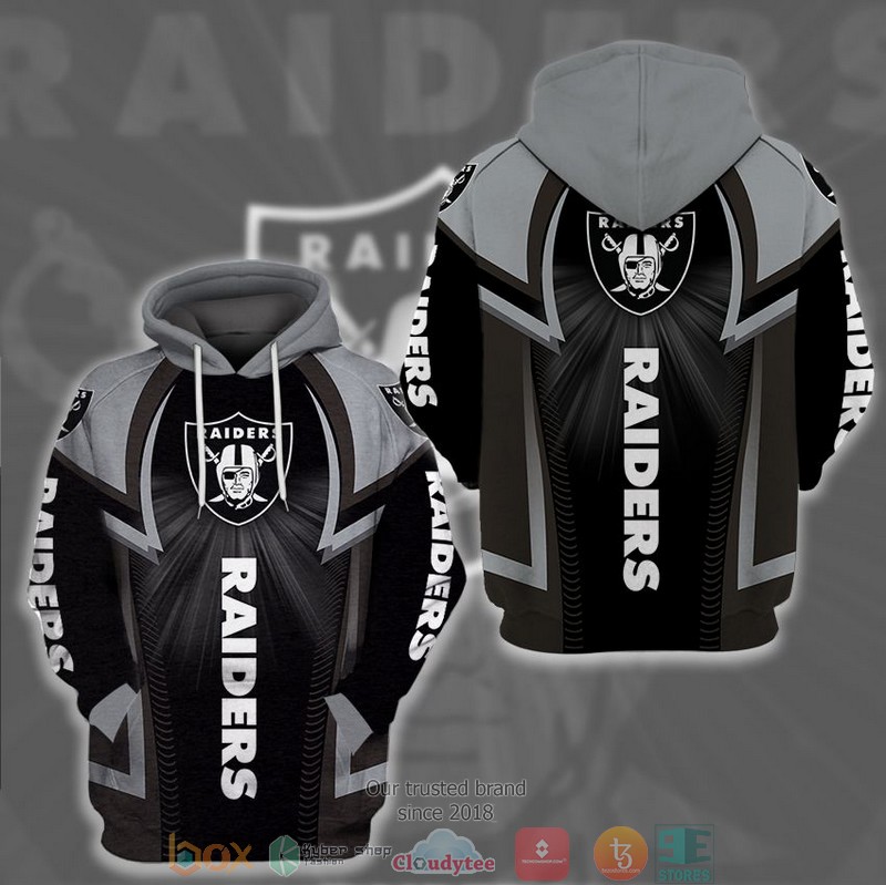 NFL Las Vegas Raiders Black Grey 3d hoodie word1