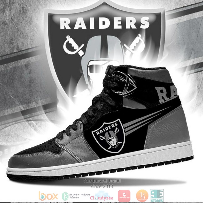 NFL Las Vegas Raiders Black Grey Air Jordan High Top Shoes