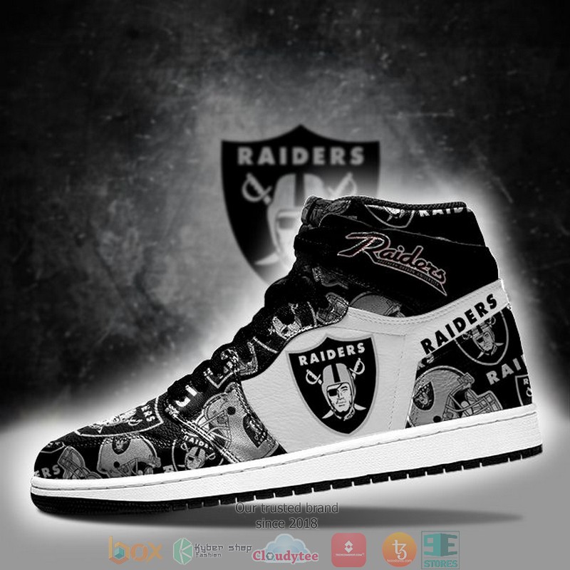 NFL Las Vegas Raiders Black White Air Jordan High Top Shoes