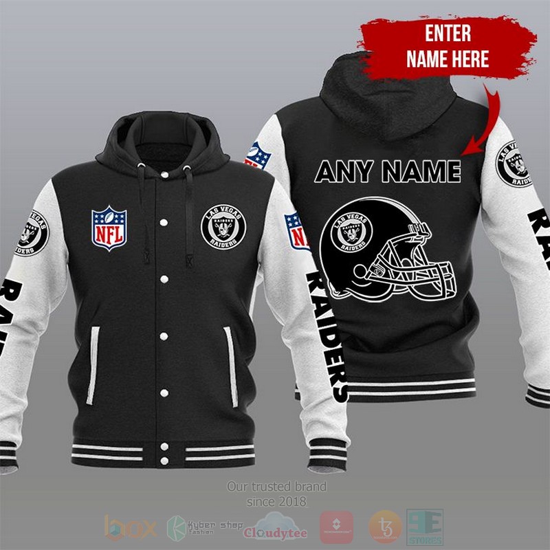 BEST NFL Las Vegas Raiders Custom Name 3D Varsity Hoodie Jackets word1