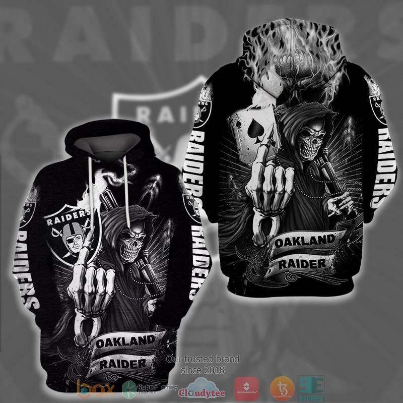 NFL Las Vegas Raiders Death God Poker 3d Hoodie word2