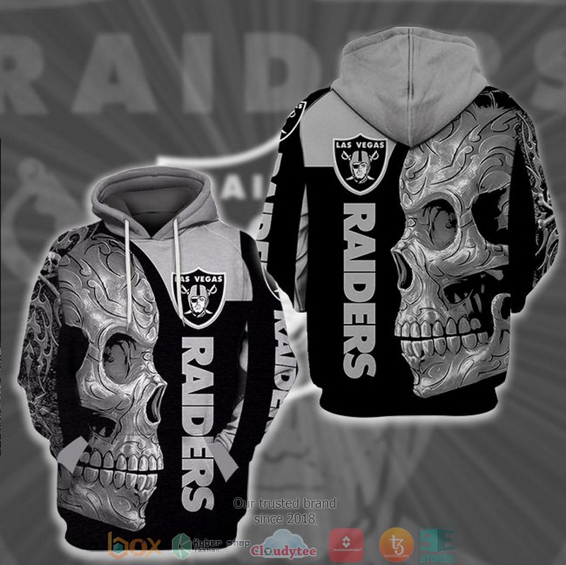NFL Las Vegas Raiders Grey Skull 3d hoodie 1 NFL Las Vegas Raiders Grey Skull 3d hoodie word3