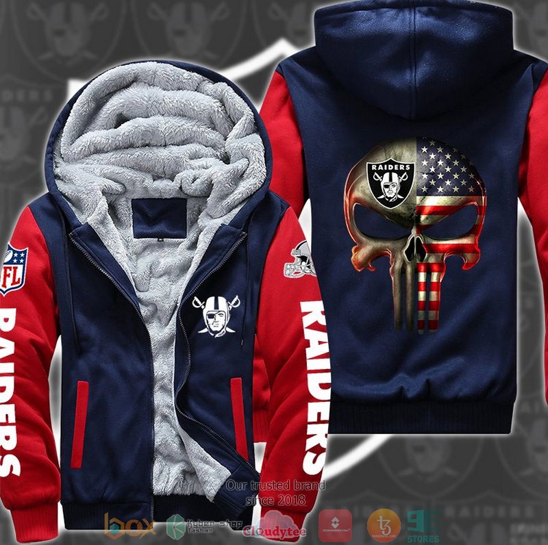 NFL Las Vegas Raiders Punisher Skull 3d Fleece hoodie jacket 3 NFL Las Vegas Raiders Punisher Skull 3d Fleece hoodie jacket word3