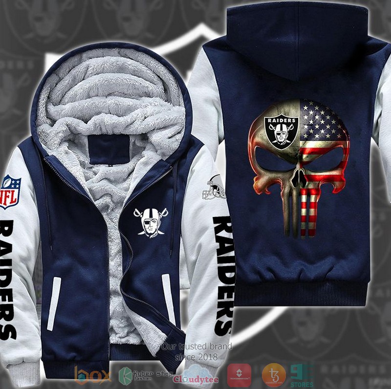 NFL Las Vegas Raiders Punisher Skull 3d Fleece hoodie jacket 4 NFL Las Vegas Raiders Punisher Skull 3d Fleece hoodie jacket word3