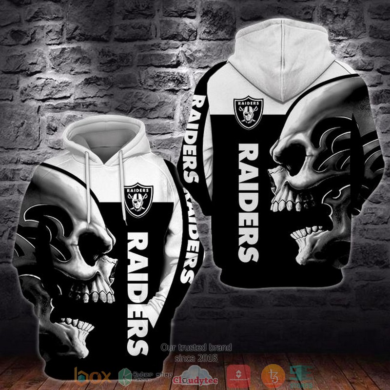 NFL Las Vegas Raiders Skull 3d Hoodie word2