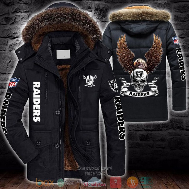 NFL Las Vegas Raiders Skull Eagle Wings Parka Jacket word3