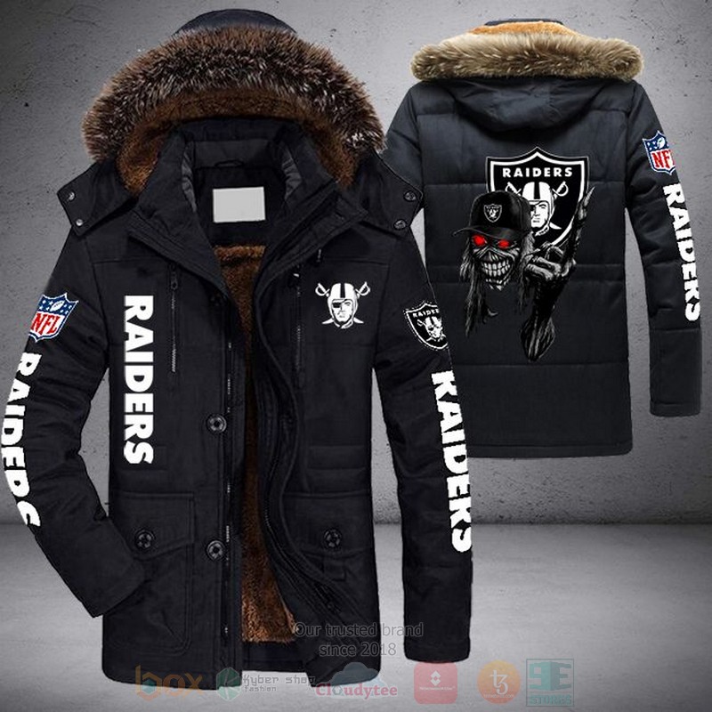 BEST NFL Las Vegas Raiders Skull Hat Parka Jacket Coat