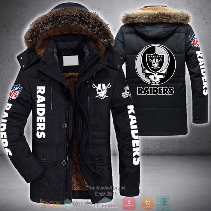 NFL Las Vegas Raiders Skull logo Parka Jacket word3