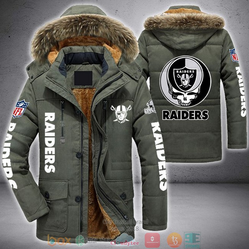 NFL Las Vegas Raiders Skull logo Parka Jacket 3 NFL Las Vegas Raiders Skull logo Parka Jacket word3