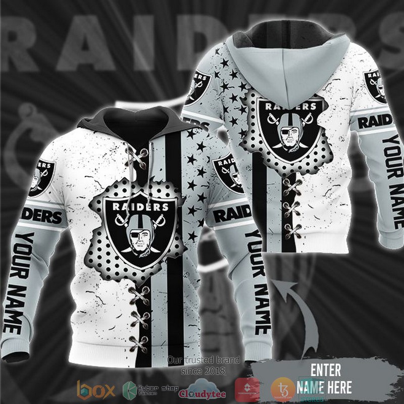 NFL Las Vegas Raiders Smoke White 3d hoodie word3