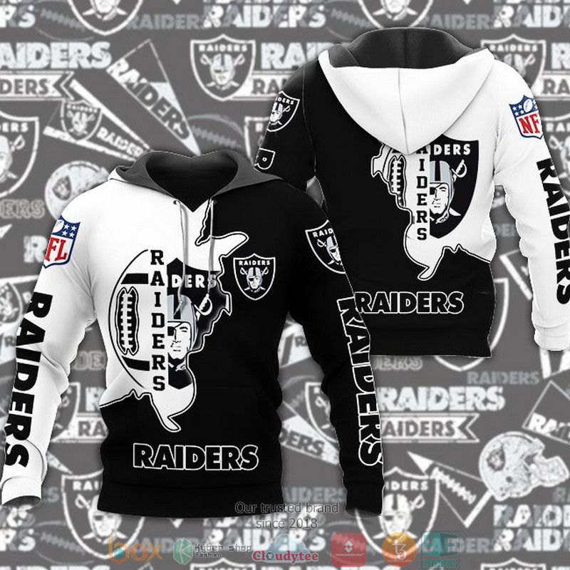 NFL Las Vegas Raiders White Black 3d Hoodie