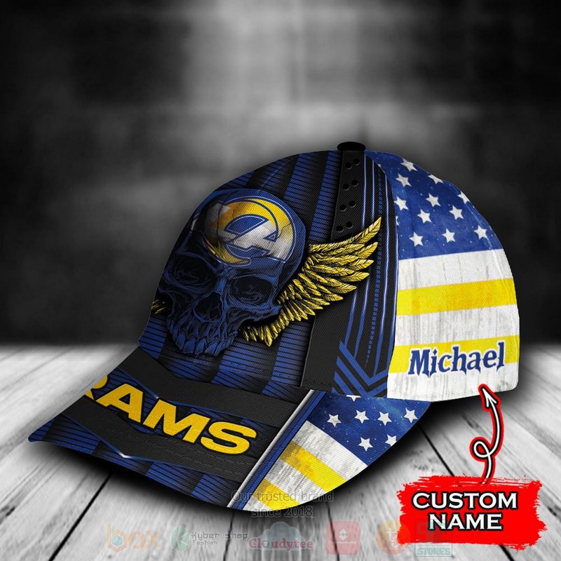 BEST Los Angeles Rams Skull NFL Custom Name Blue Cap Hat 3 BEST Los Angeles Rams Skull NFL Custom Name Blue Cap Hat word1